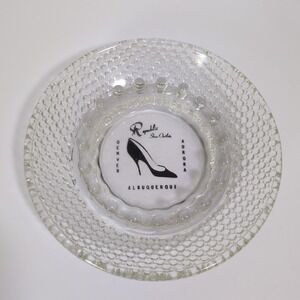 HOBNAIL AND PRESSED GLASS Round 5" Vintage Ashtray "Republic Shoe Outlet"‎  EUC